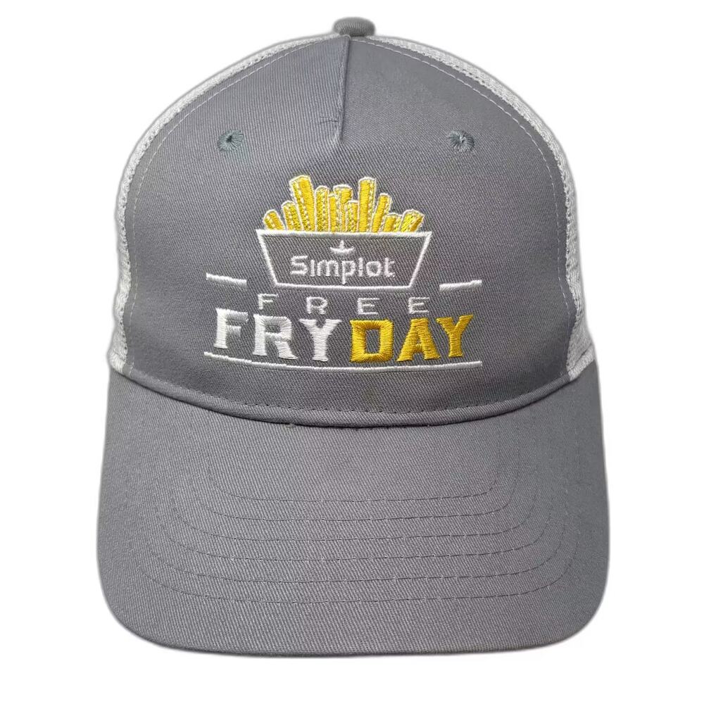 Quake City Caps Simplot Free Fryday Gray Trucker Hat One Size Mesh Snapback Logo
